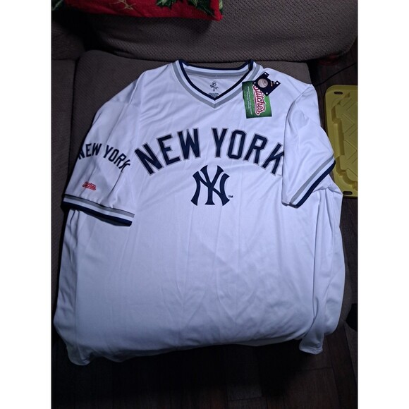 Stitches Men's V-Neck New York Yankees White Jersey - Picture 1 of 2